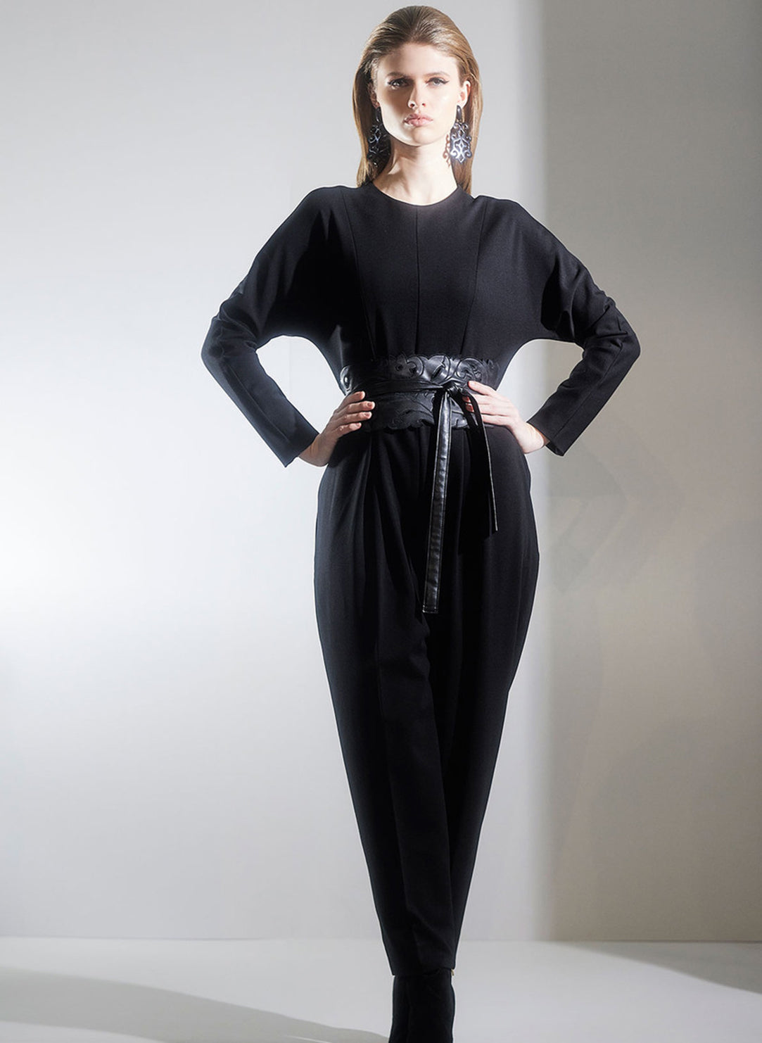 Compact Knit Black Jumpsuit