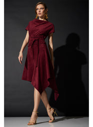 Vegan Luxe Suede Ruby Asymmetric Drape Neck Dress