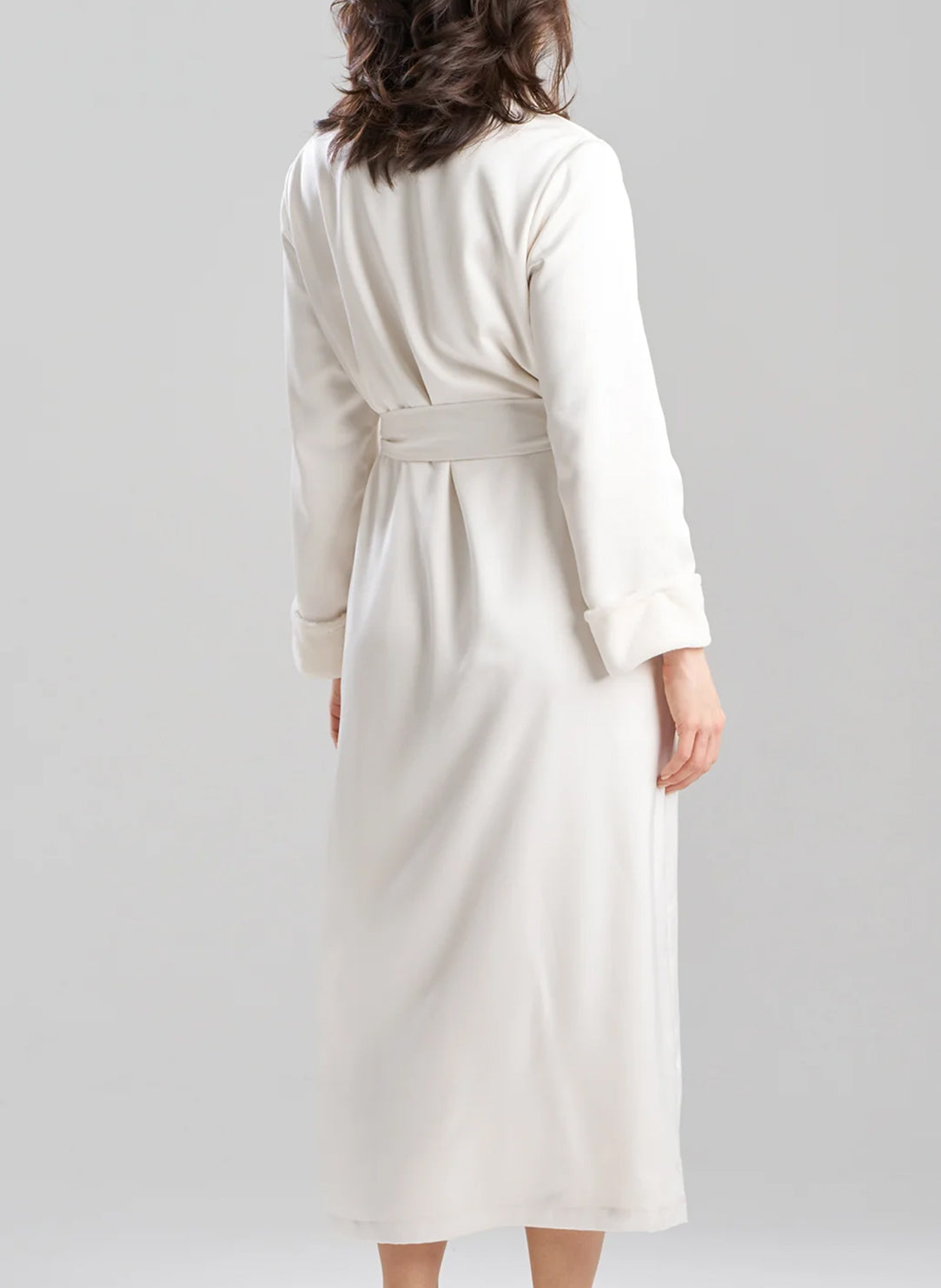Satin Plush Warm White Long Robe