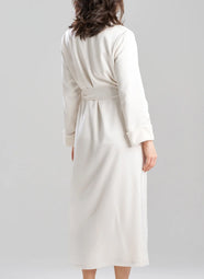 Satin Plush Warm White Long Robe