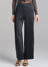 Luxe Satin Black Wide Leg Pull on Pants