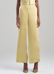 Luxe Satin Gold Wide Leg Pull on Pants