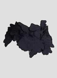 Tech Cotton Taffeta Black 3D Embroidered Obi Belt