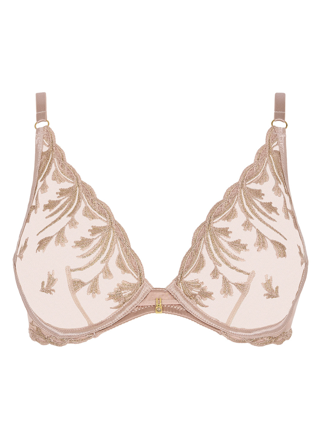 Cosmic Romance Sand Rose Triangle Plunge Bra