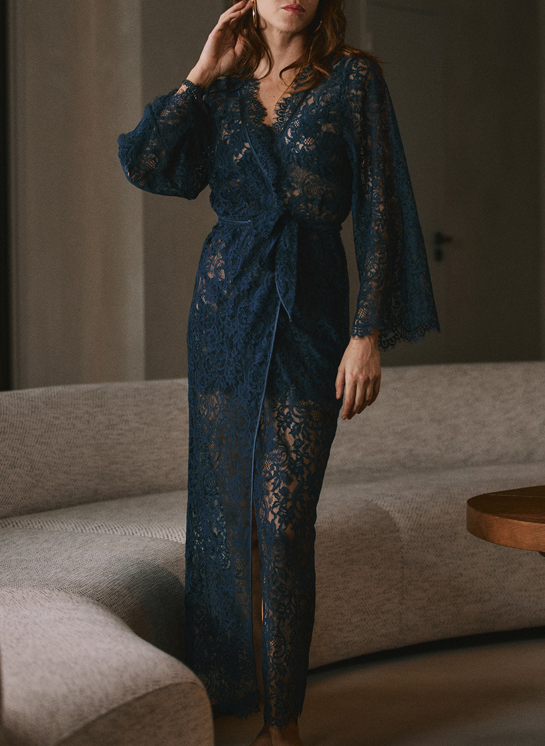 Desiree Satin Nuit Lace Long Robe