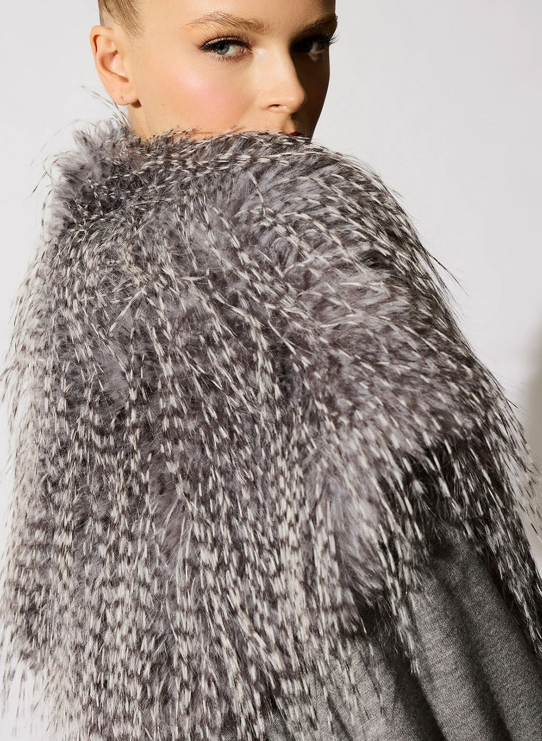 Double Knit Heather Grey Fur Topper