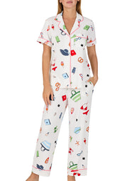 Vacation Time White Short Sleeved Cropped Pajama Set