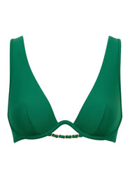 Sparkling Treasure Palm Green Swim Triangle Plunge Top