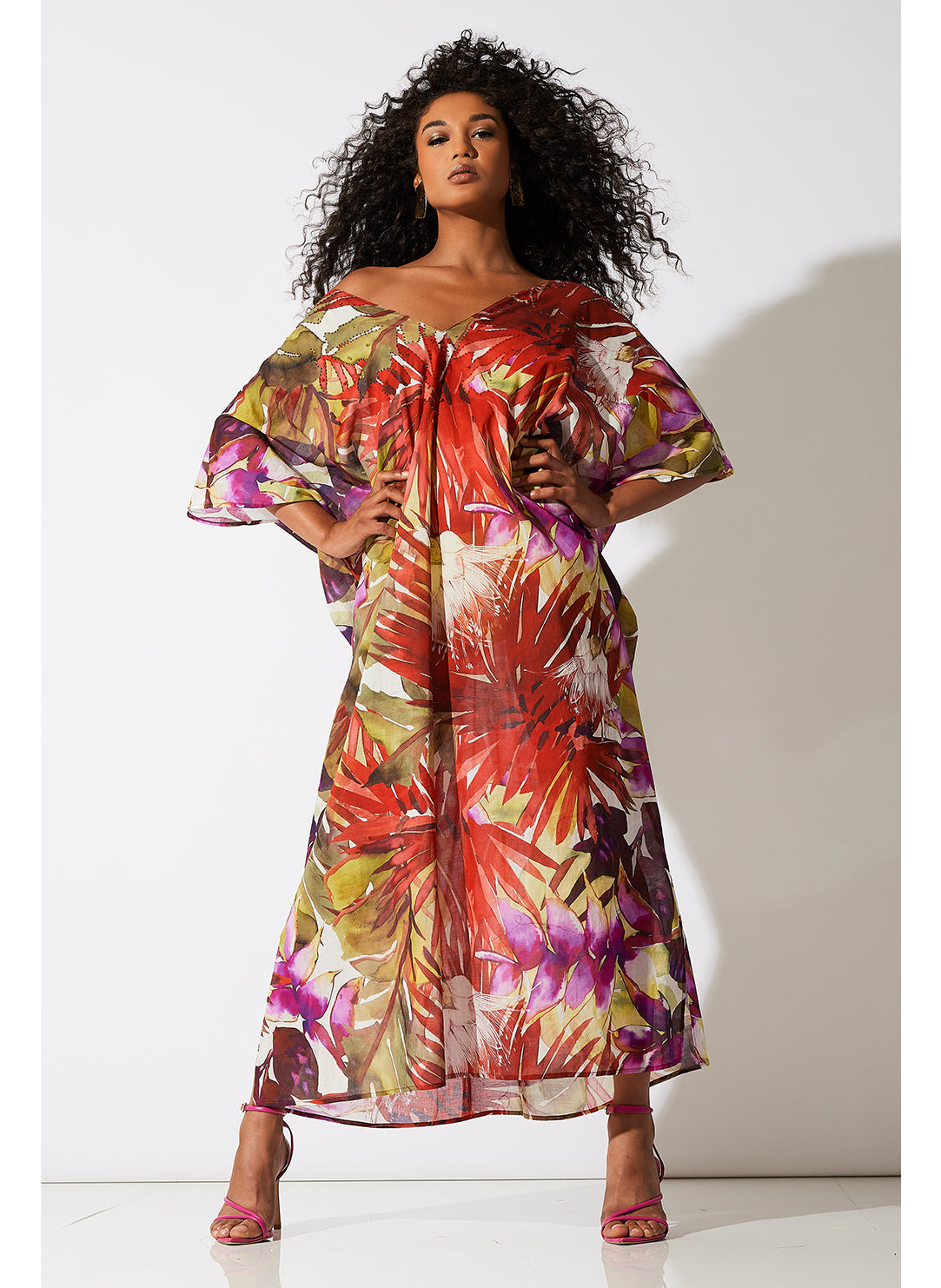 Rainforest Multi Cotton Beaded Caftan