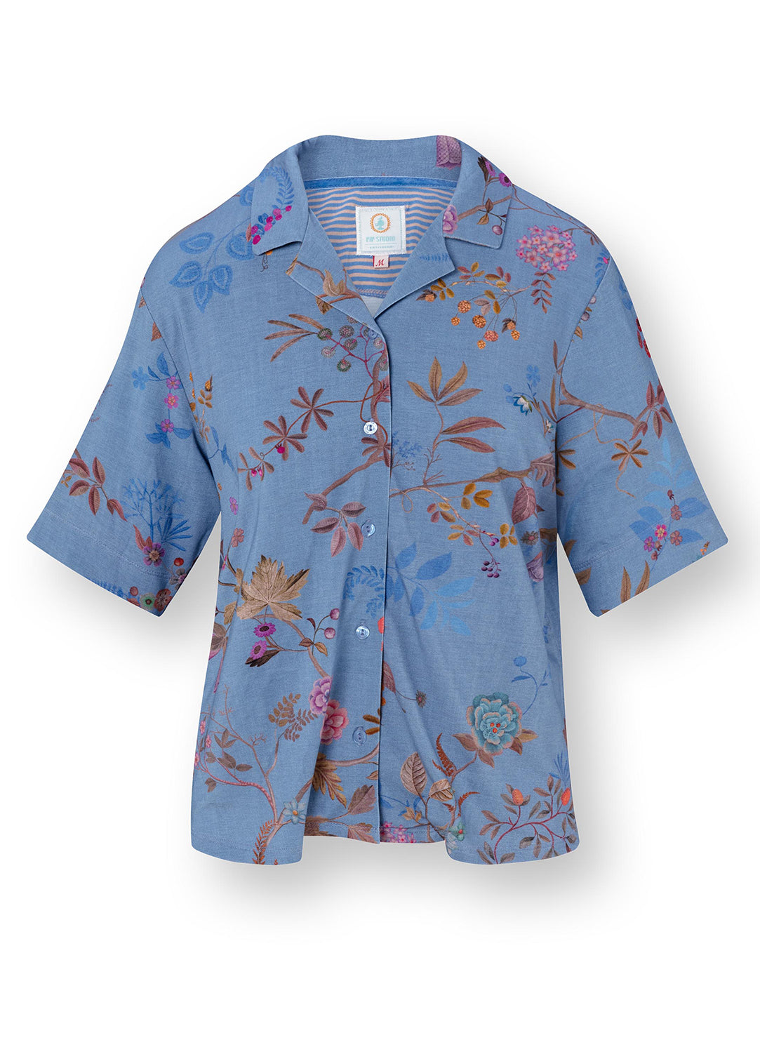 Bodhi Flower Blue Flora Short Sleeve Top