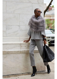 Double Knit Heather Grey Side Zip Ankle Pants