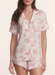 Gisele Printed Rose Garden Cameo Pink Relaxed PJ Short Set