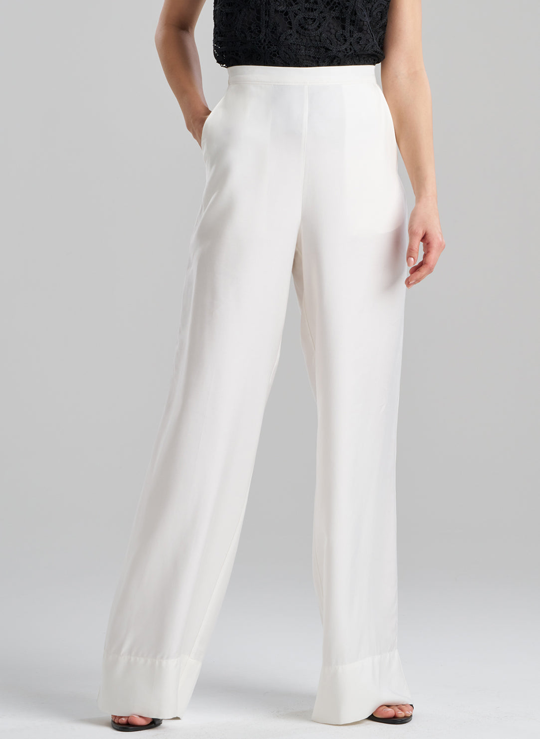 Cotton Silk Twill White Trouser