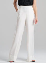 Cotton Silk Twill White Trouser