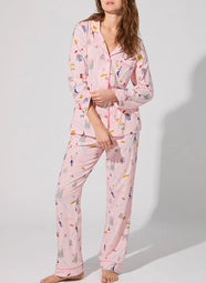 48 Hrs In Paris Pink Long Pajama Set