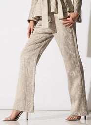 Metallic Swirl Jacquard Pearl Size Zip Pant
