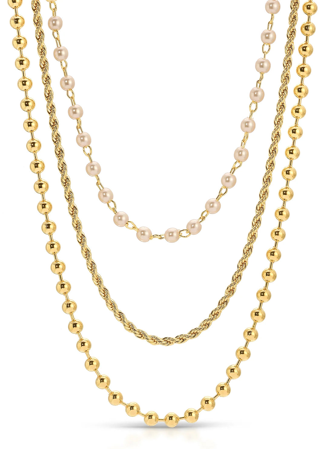 Pearl Trio Gold Necklace