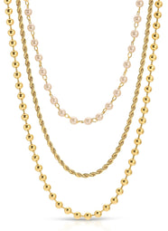 Pearl Trio Gold Necklace