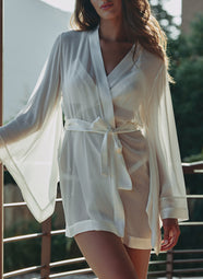 Calista Mousseline Naturel Short Robe