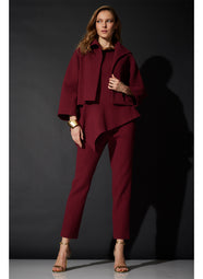 Textured Cotton Jacquard Ruby Stand Collar Jacket