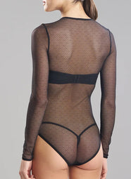 Mesh Black Sequin Embellished Bodysuit