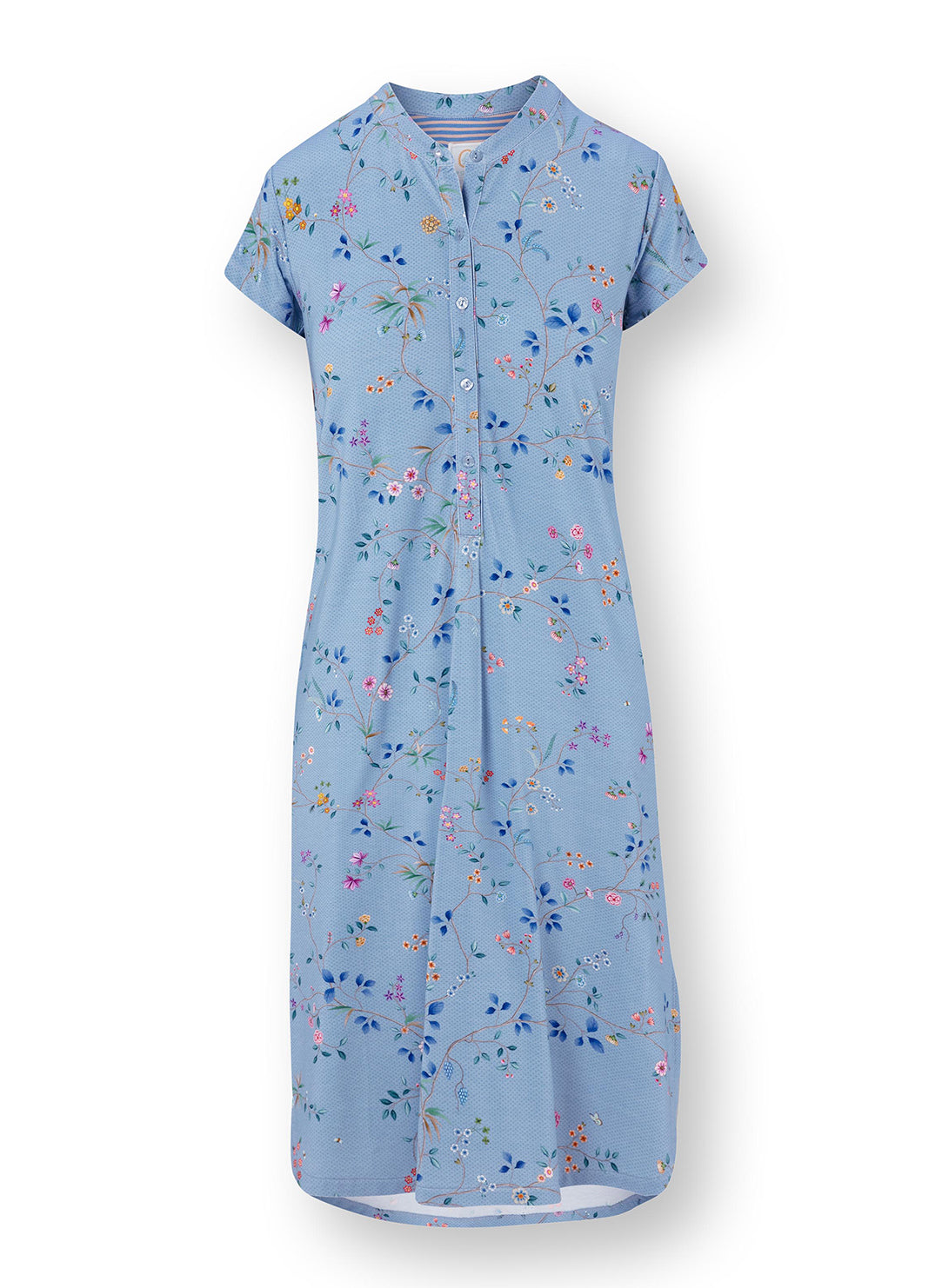 Delhi Dreams Blue Dalia Short Sleeve Night Dress