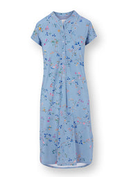 Delhi Dreams Blue Dalia Short Sleeve Night Dress