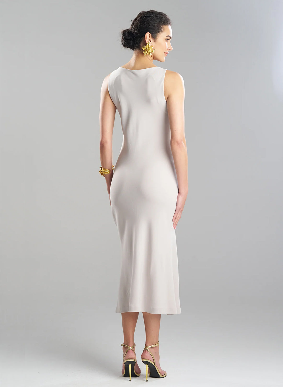 Stretch Crepe Pearl Tank Column Dress
