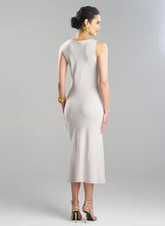 Stretch Crepe Pearl Tank Column Dress