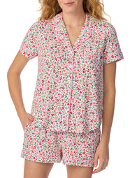 Playful Blooms White Short PJ Set