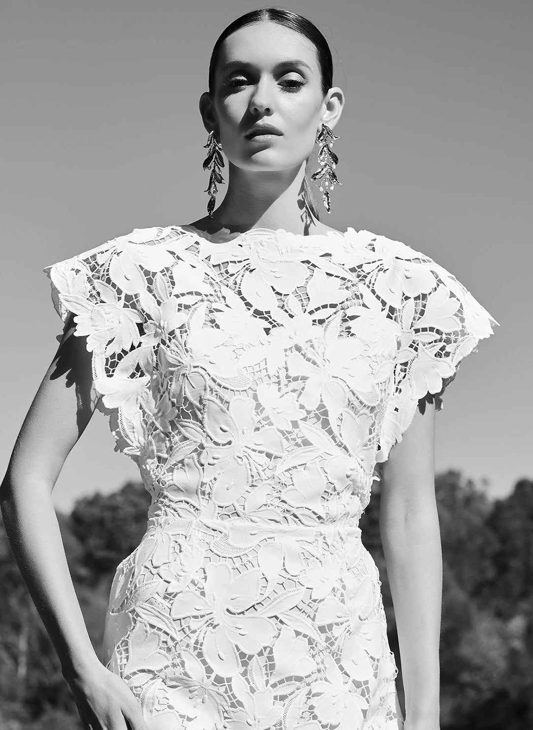 Peony Floral Lace White Mini Dress