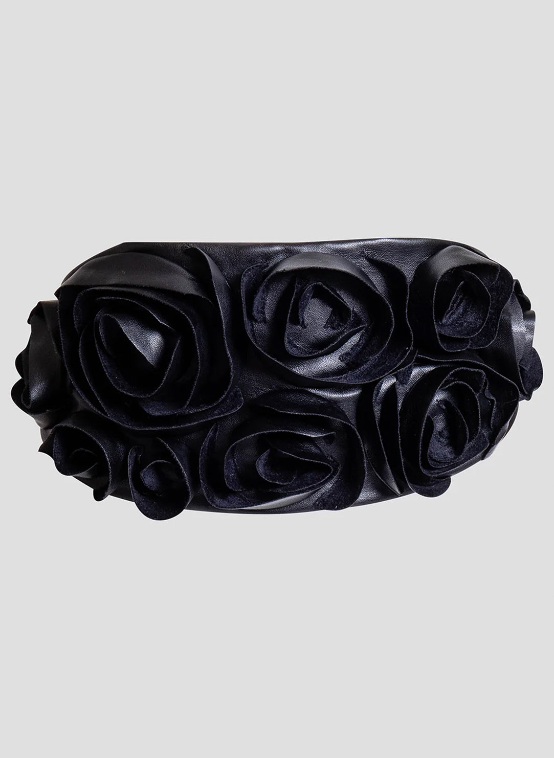 Vegan Luxe Lambskin Black Obi Belt with 3D Floral