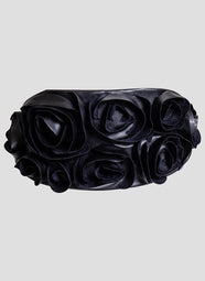 Vegan Luxe Lambskin Black Obi Belt with 3D Floral