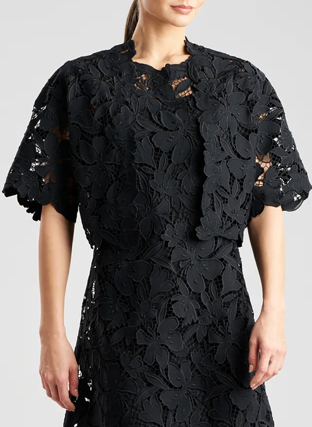 Peony Floral Lace Black Bolero