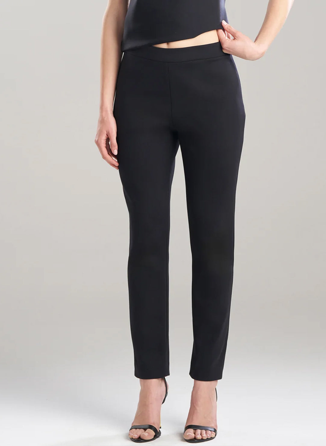 Techno Crepe Black Side Zip Ankle Pants