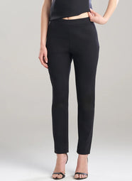 Techno Crepe Black Side Zip Ankle Pants