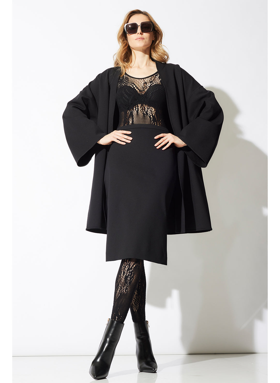 Techno Crepe Black Pencil Skirt
