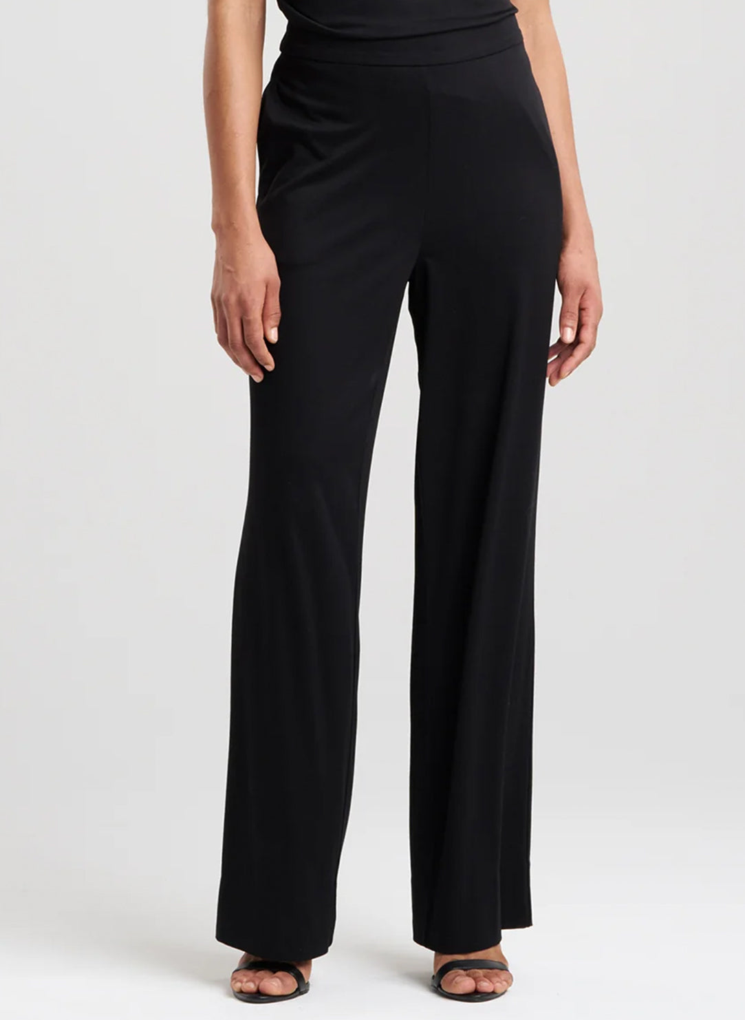 Crepe Knit Black Wide Pull on Pant