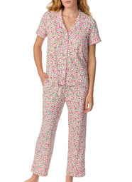 Playful Blooms White Cropped PJ Set