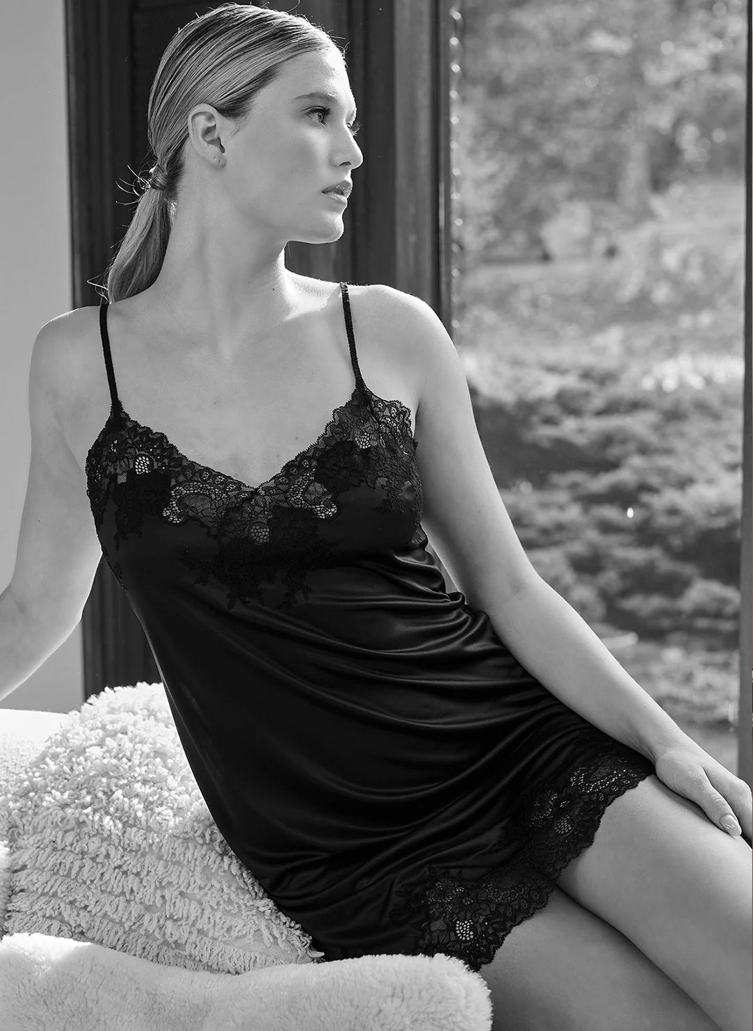 Enchant Black Lace Trim Chemise