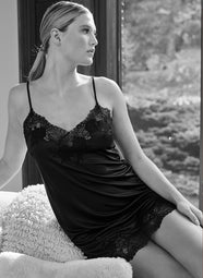 Enchant Black Lace Trim Chemise