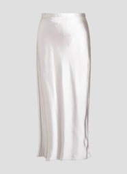 Luxe Satin Pearl Pull on Midi Skirt