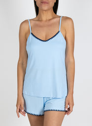 Cute Stitching Cool Blue Cami Short Set