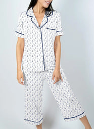 Jolene Ivory/Anchor Cropped Pajama Set