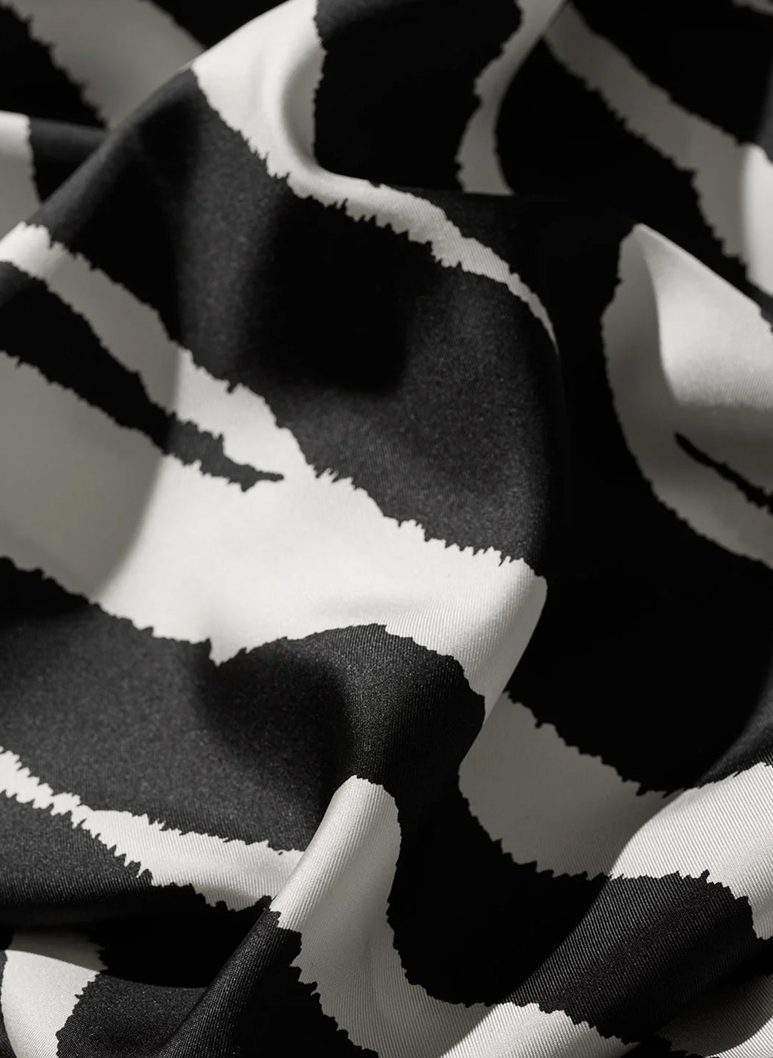 Zebra Silk Twill Black/White One Shoulder Top