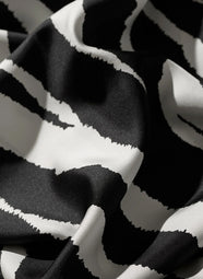 Zebra Silk Twill Black/White One Shoulder Top