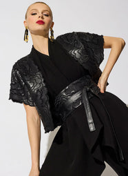 Vegan Luxe Lambskin Black Embroidered Vest