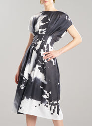 Black Orchid Black/White 100% Fit & Flare Pleated Dress