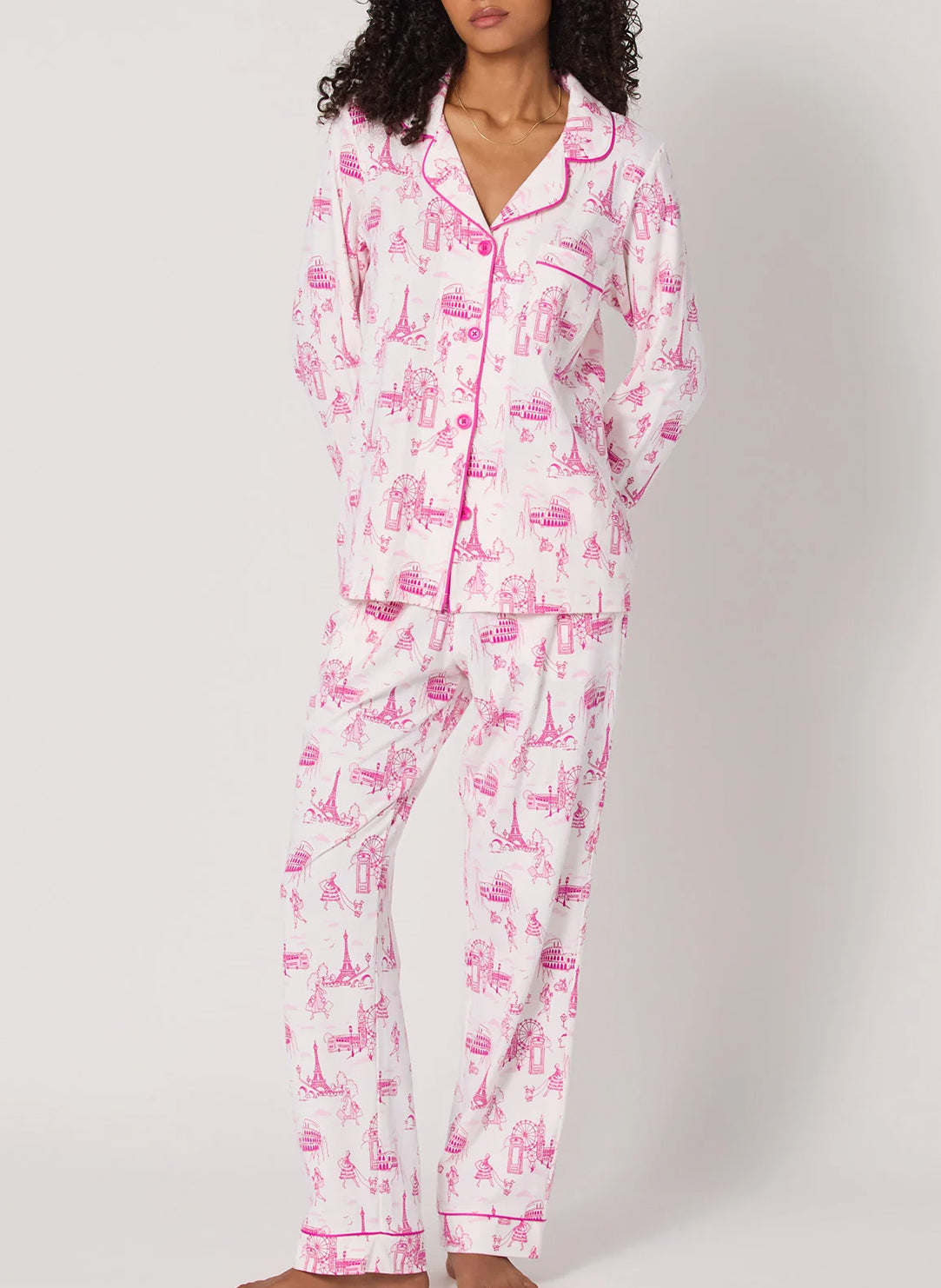 Jet Setter White Long Pajama Set