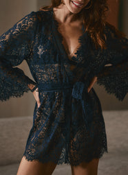 Desiree Satin Nuit Lace Short Robe